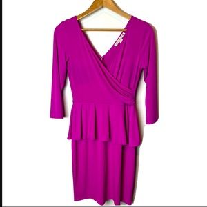 Boston Proper Sophisticated Peplum Purple Fuchsia Dress Long Sleeve 4 Career